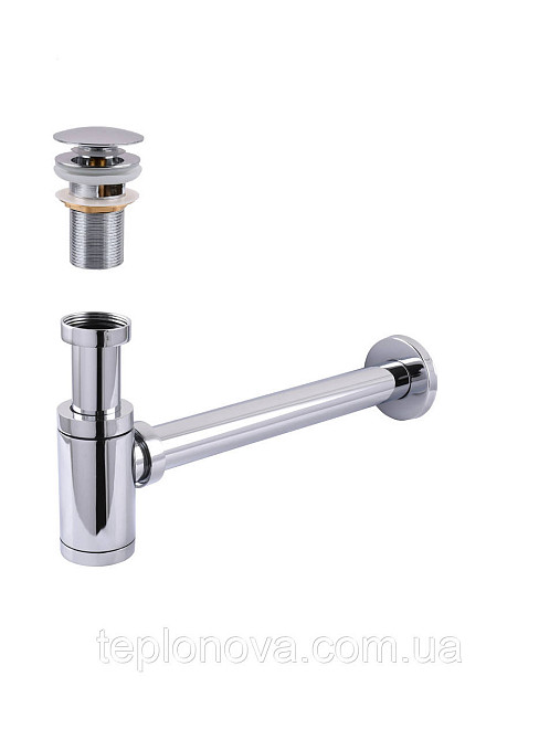 Сифон металевий із донним клапаном із переливом Globus Lux GS-32-105-03A Чернівці - фото 1