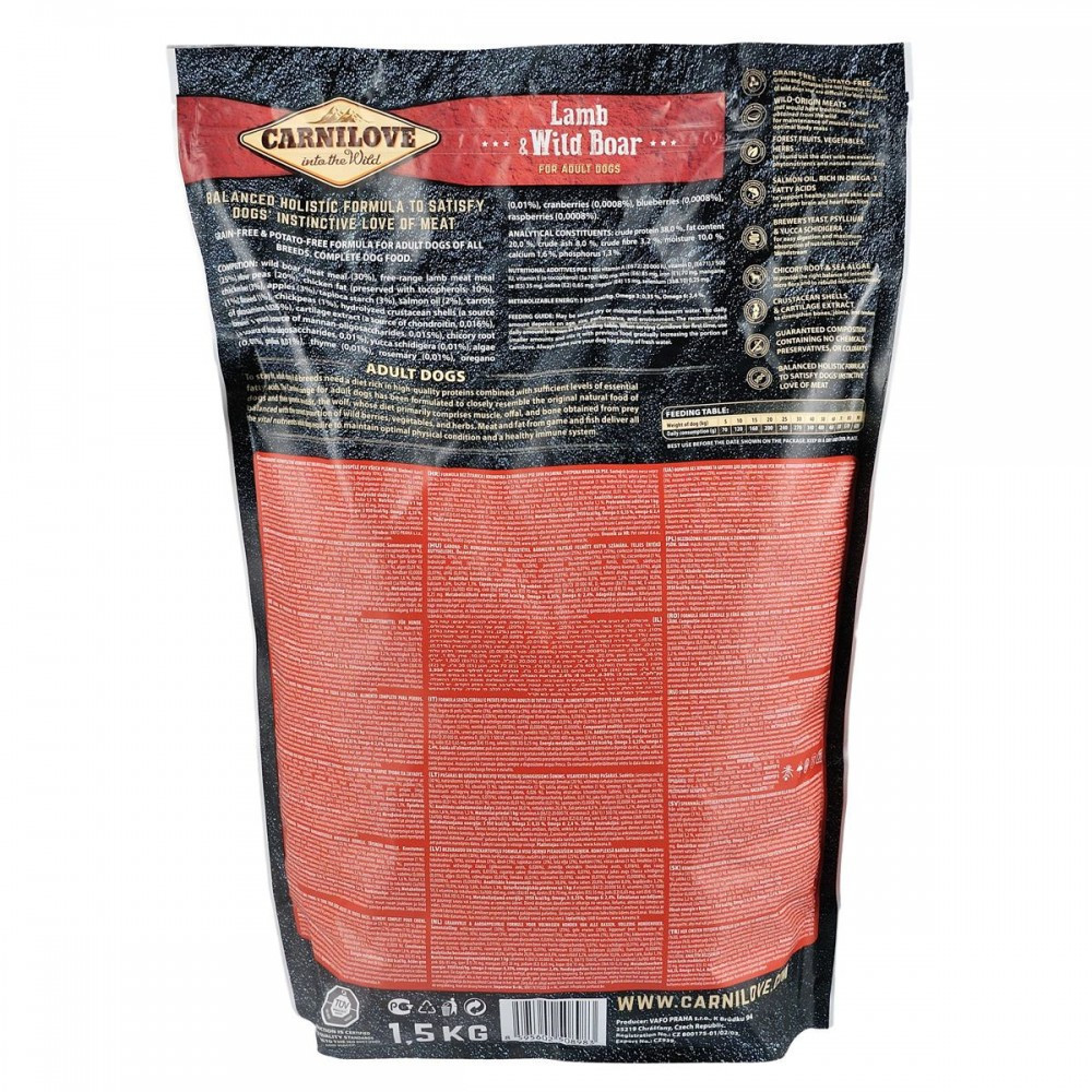 Сухий корм Carnilove Lamb & Wild Boar для дорослих собак всіх порід, ягня та кабан, 1,5 кг Вінниця - фото 2
