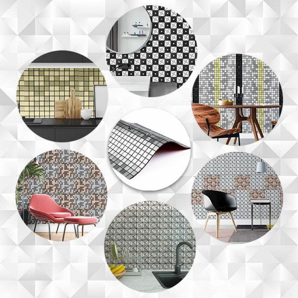 Самоклеюча алюмінієва плитка 300х300х3мм Срібна мозаїка зі стразами SW-00001824 (D) Київ - фото 5