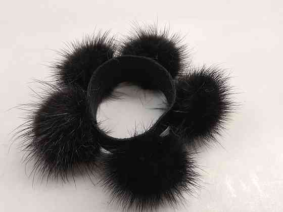 Гумка хутряна норкова на волосся на гульку Чорний Харків