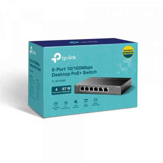 Комутатор TP-Link TL-SF1006P, 6x10/100 Fast Ethernet, FE/4xPoE 56W (TL-SF1006P) Киев