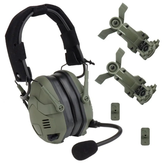 Тактичні активні навушники Wosport HD-16 Гарнітура з шумопоглинанням + Bluetooth (Оливковий) Вінниця