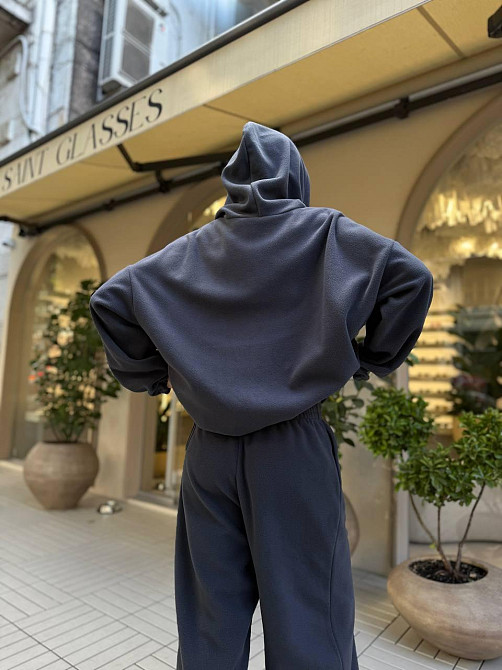 Стильний жіночий теплий костюм двосторонній фліс-полір Графіт Одеса - фото 8