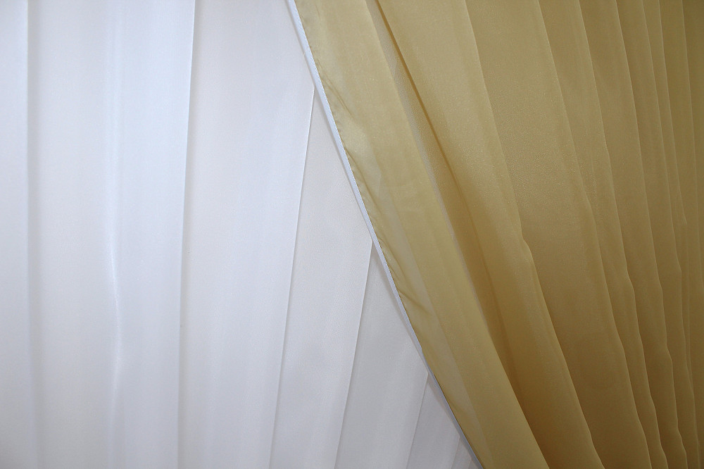 Кухонні шторки VR-Textil № 060к "Дует" з підв'язками темно-бежевий з білим 330х170 см (50-628) Київ - фото 5