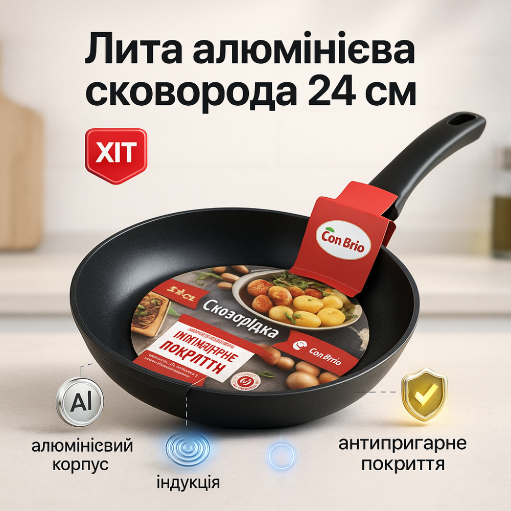 Сковорода глибока для дому, Сковорода антипригарна індукційна Кована алюмінієва NE-47 Львів - фото 12