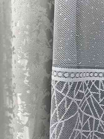 Комплект штор VR-Textil Льон Мармур 200х270 2шт і Тюль 500х270 1263ш-1672т Світло-сірий з білим 71-167/6 Київ