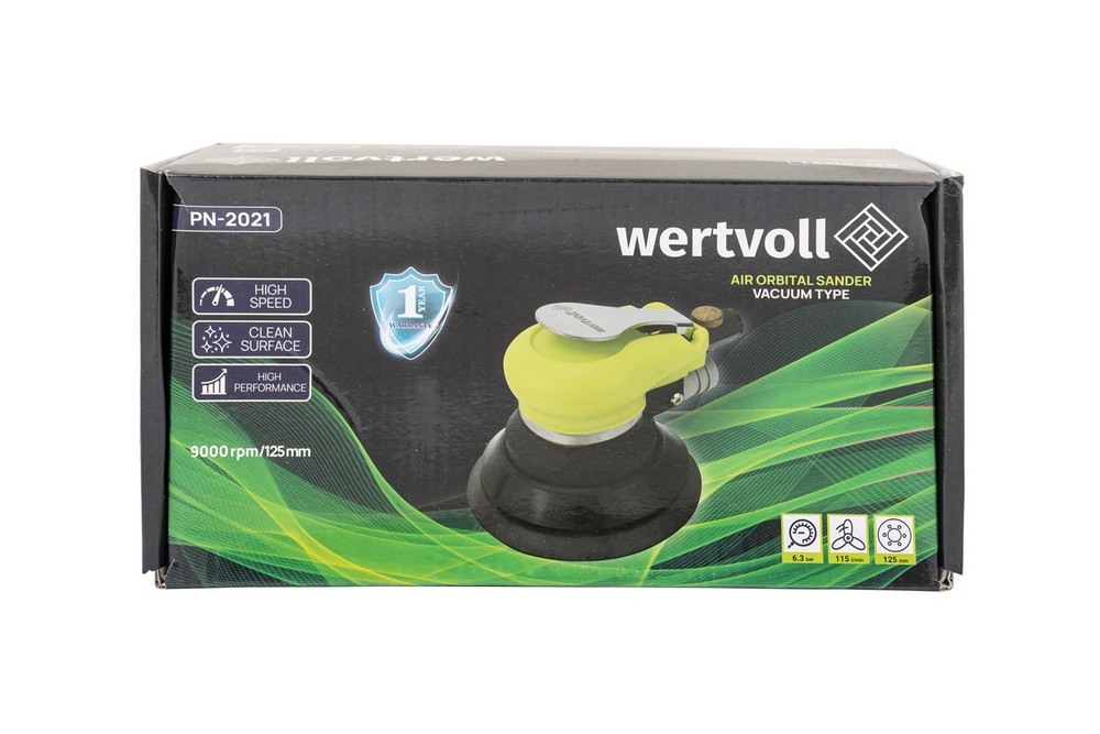WERTVOLL Шліфмашина пневматична орбітальна WERTVOLL з пиловідведенням 125 мм 9000 об/хв 115 л/х Коломия - фото 8