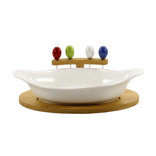 Блюдо 26см на дерев'яній підставці + 4 шпажки PJ02544 Interos Житомир - фото 1