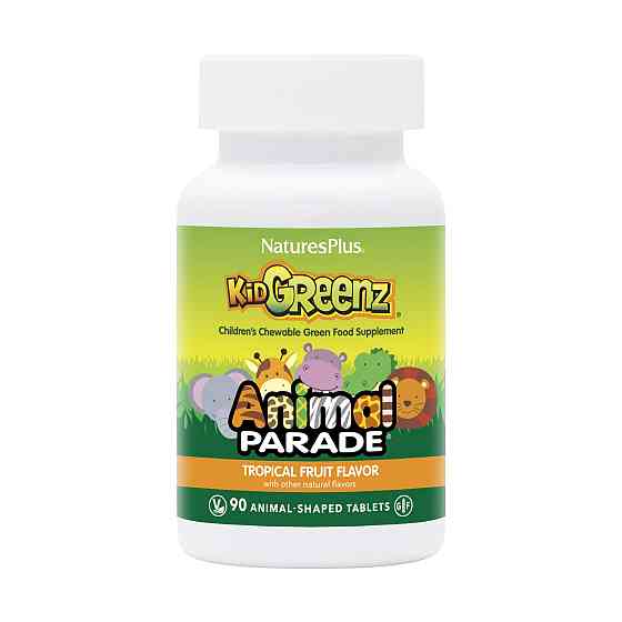 Зелена їжа для дітей Nature's Plus Animal Parade Kid Greenz Children's Chewable Green Food Supplement 90Animal-Tablets (Tropical Fruit) Луцьк