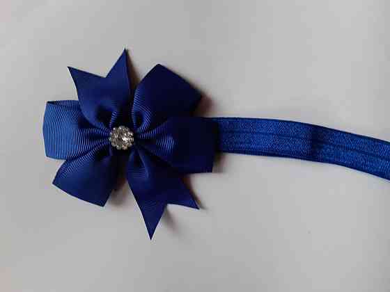 Дитяча пов'язка кольору електрик - окружність 36-58см, бант 8см Київ