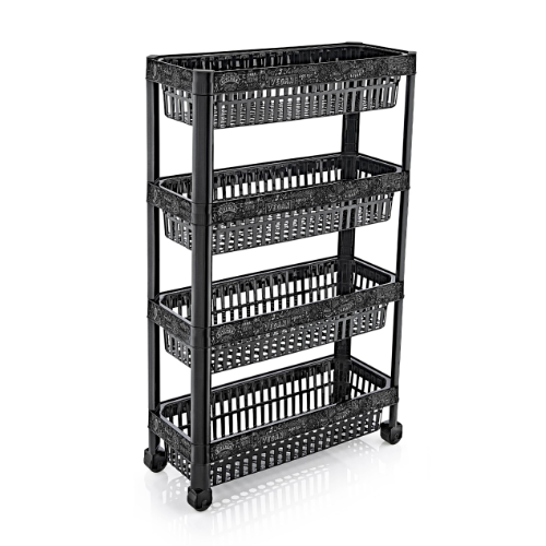 Поличка універсальна на колесах з декором вузька (6) (x142 чорний з написом "Kitchen") Житомир