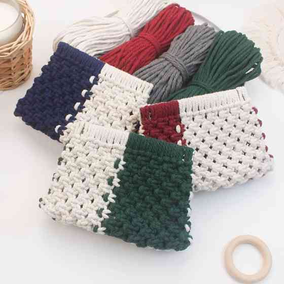 Набір макраме для рукоділля, для творчості та в'язання своїми руками гаманця 15.7х10см колір зелений з білим Кам'янець-Подільський