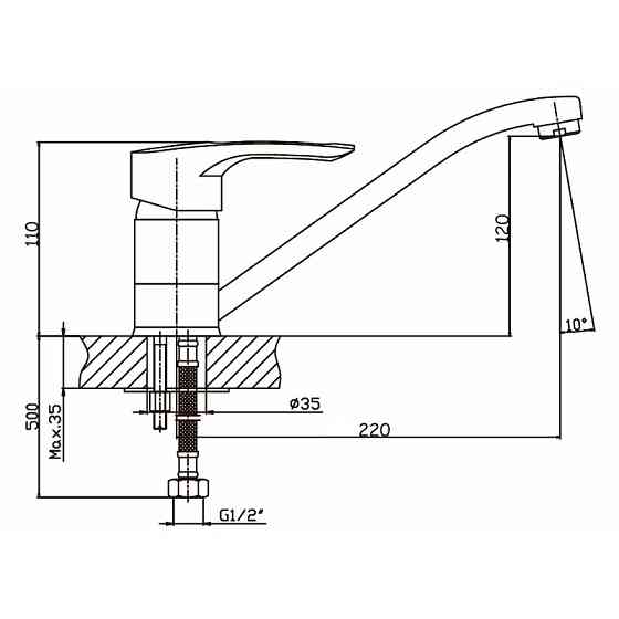 Кухонный смеситель Haiba Hansberg 004 из нержавеющей стали (HB0183) Харьков