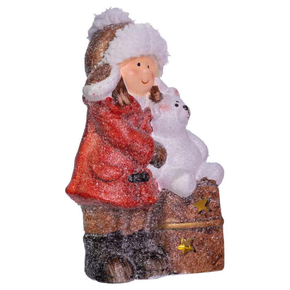 Новорічна декоративна фігурка з підсвіткою 12×6×20 см Новорічний декор Дівчинка з подарунком з порцеляни CR-5-17 Коломыя - изображение 4