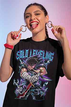 Футболка аниме Соло Левелинг Сунг Джинвоо оверсайз (S/M/L) Черний AnimeJ0238 Днепр