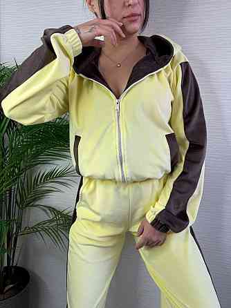 Жіночий стильний трендовий костюм для плюшевий велюр Жовтий, 42/44 Одеса