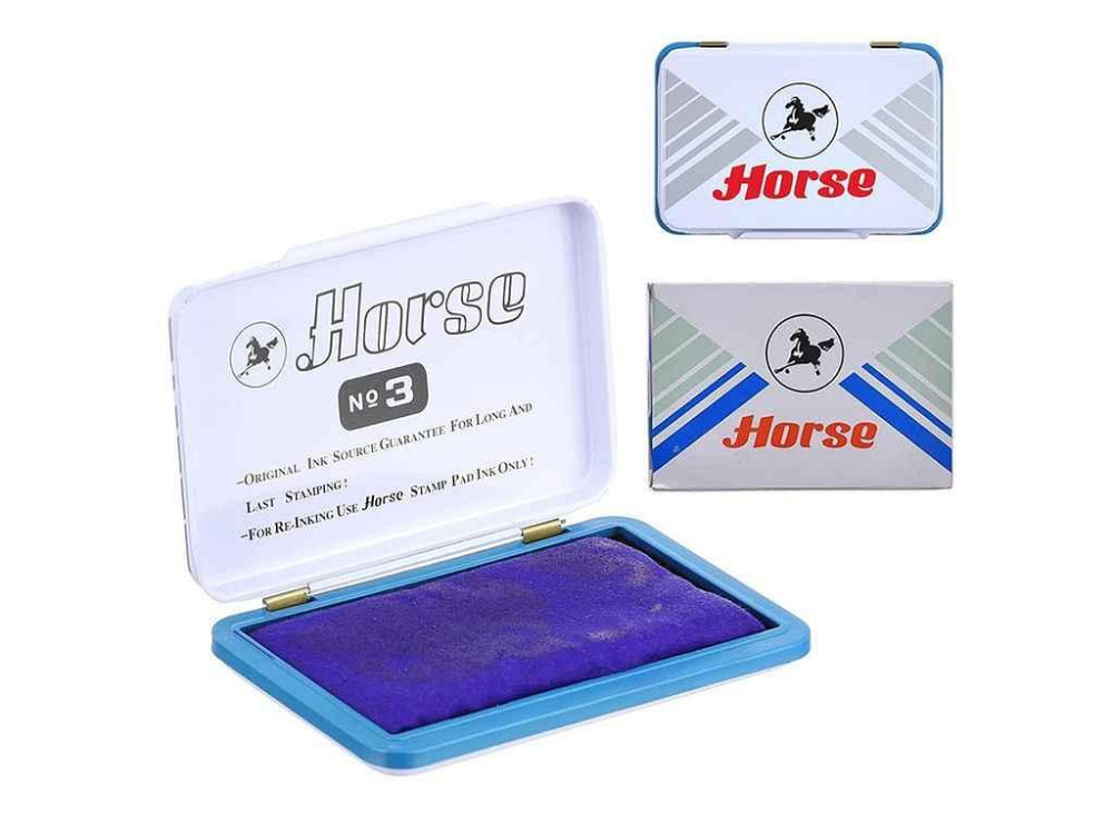 Подушка штемпельная Horse синяя No3 (большая), 15-8, Имп ТМ LEADER Киев - изображение 1