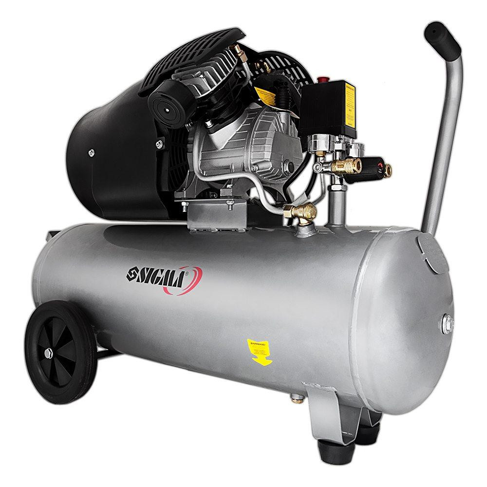 Компрессор двухцилиндровый 2.5кВт 455л/мин 10бар 50л (2 крана) SIGMA (7043721) Ровно - изображение 1