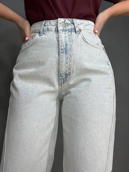 Джинсы женские Twin 1268-455 palazzo jeans широкие скошенный боковой шов палаццо высокая талия светло-голубые, светло-голубой, 38, 38, 80 см, 113 см Киев - изображение 3