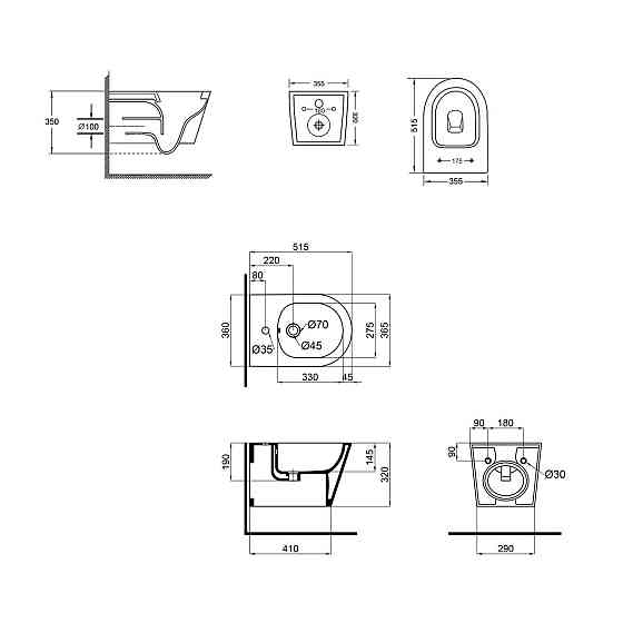 Комплект Qtap Swan 2 в 1: унитаз подвесной Rimless + биде подвесное Киев