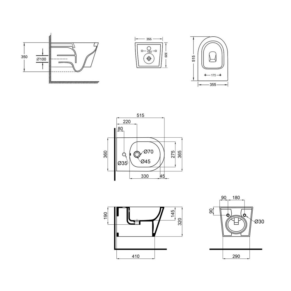 Комплект Qtap Swan 2 в 1: унитаз подвесной Rimless + биде подвесное Киев - изображение 2