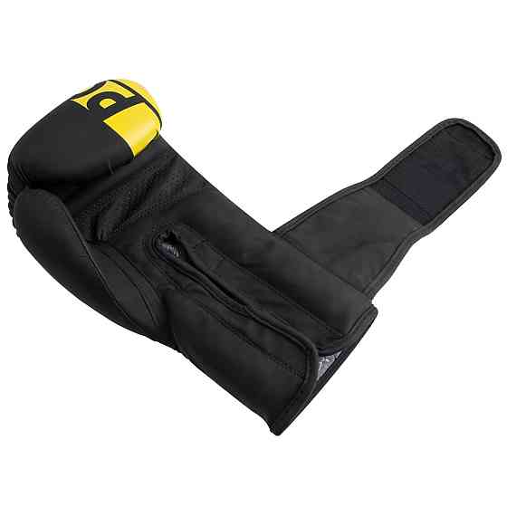 Боксерські рукавички для боксу та єдиноборств на липучці 12 унцій PowerPlay 3086 Matt Challenger чорний з жовтим Київ