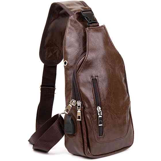 Сумка через плече на два відділення кожзам Vintage 20560 Темно-коричнева Київ