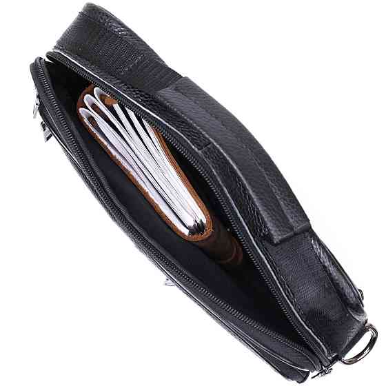 Практична шкіряна чоловіча сумка Vintage 20669 Чорний Київ