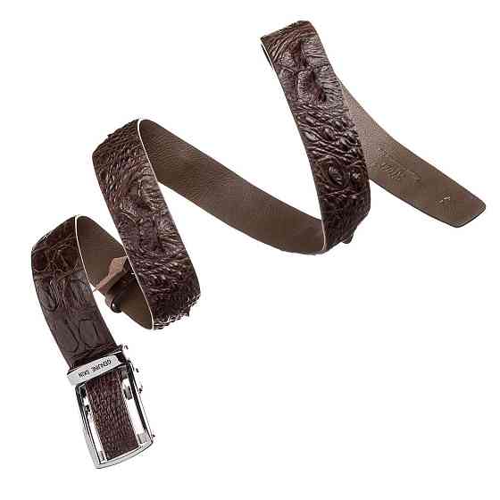 Ремінь-автомат з натуральної шкіри крокодила Коричневий (CROCODILE LEATHER) Київ