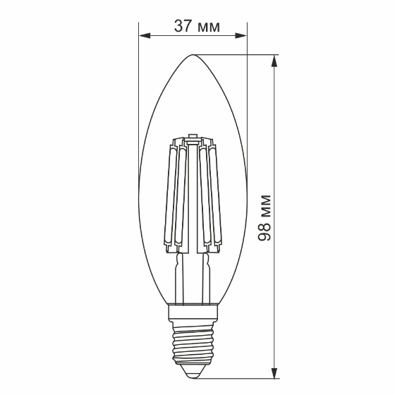 Лампа C37 6W E14 2200К 220V Filament A LED Videx Житомир - изображение 3