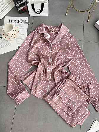 Женский стильный домашний костюм двойка турецкий шелк Пудра, 46/48 Одесса