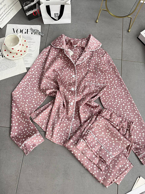 Женский стильный домашний костюм двойка турецкий шелк Пудра, 46/48 Одесса - изображение 3