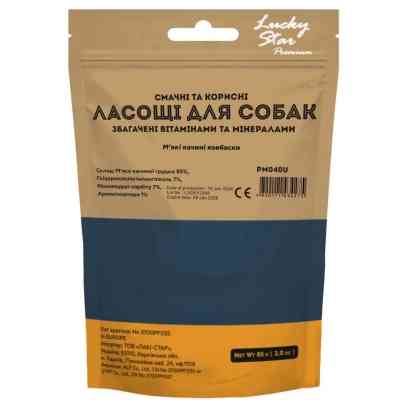 Лакомство для собак Lucky Star Мягкие утиные колбаски ≈4 см 85 г (4820111434275) Винница