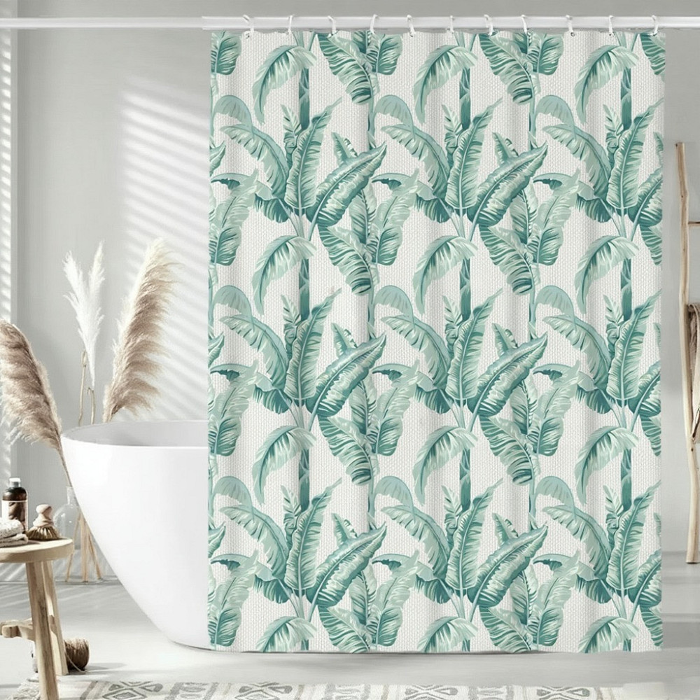 Шторка для ванной и душа с кольцами 180x180 см водостойкая, шторка для ванной и душевой с крючками,принт бананового дерева Каменец-Подольский - изображение 1