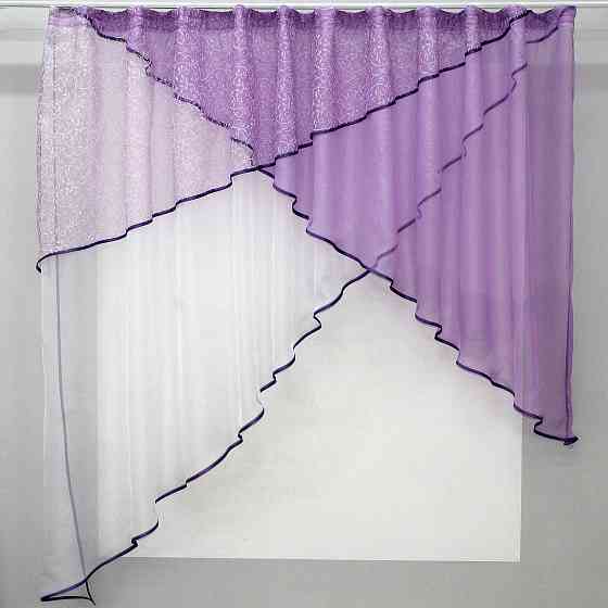 Кухонная занавесь (285х170см) цвет сиреневый с белым 00к 59-338 Киев