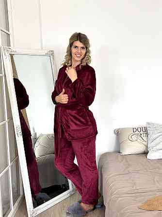 Домашній костюм з халатом "Nelly" оптом | Батал Бордовий, 54-56 Київ