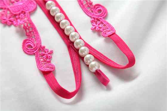 Трусики з бусинками та квітковим принтом one size малиновий Київ