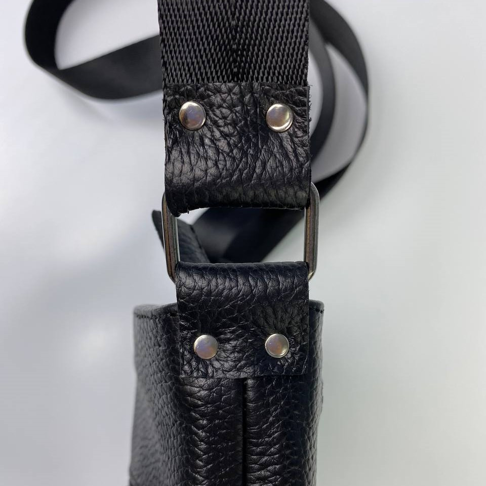 Мужская сумка через плечо из натуральной кожи вместительная планшетка, чернаяMasterSem Киев - изображение 8