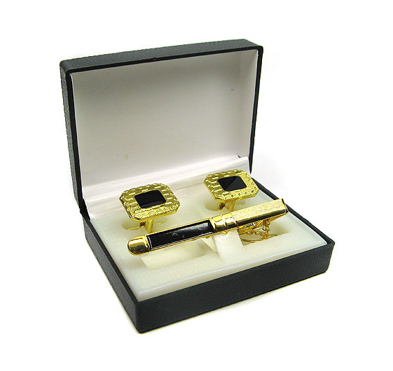 Запонки та затискач для краватки стильний набір Київ - фото 1
