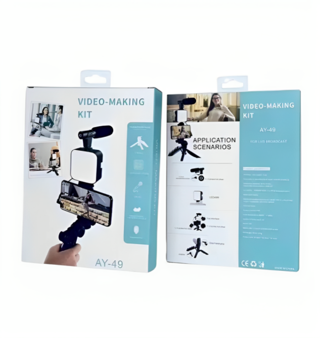 Набір блогера 4в1 штатив для телефону з мікрофоном та спалахом SBR Київ - фото 10