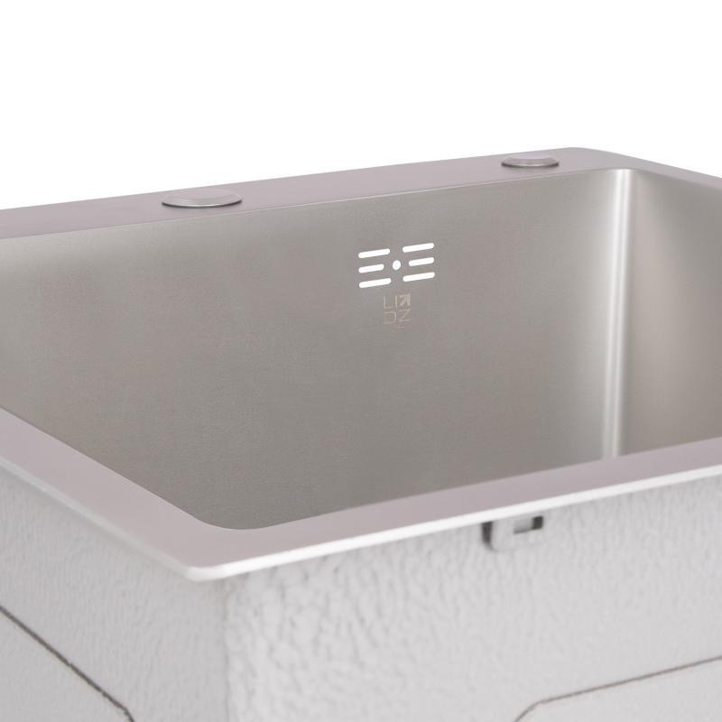 Кухонная мойка с нержавеющей стали Lidz H50*50G 3.0/0.8 мм Brush Grey (LDH5050GPVD3008) серая Киев - изображение 6