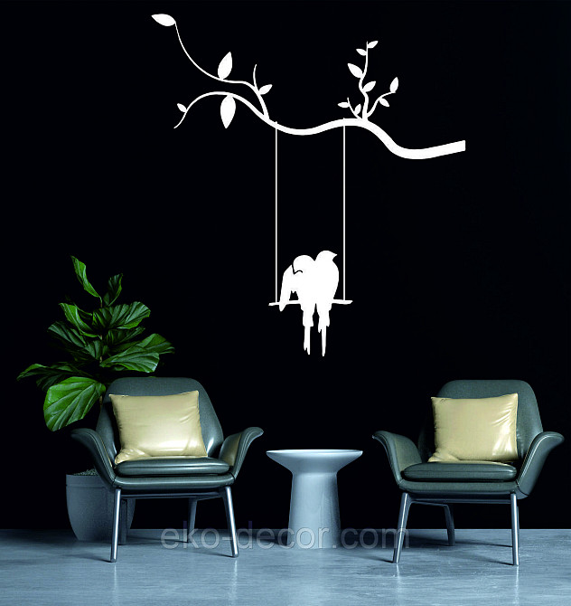 Декоративное настенное Панно «Птички на качеле», Декор на стену 50*42 см, Белый Киев - изображение 2