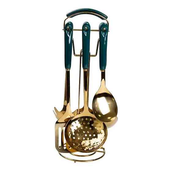 Кухонний набір аксесуарів на підставці, 7 предметів, ізумрудний Київ