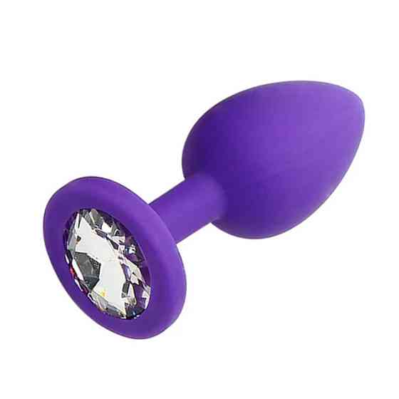 Силиконовая анальная пробка с кристаллом - Чёрный - 3.5*8 см – Анальные игрушки Винница