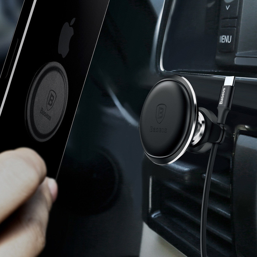 Магнитный автодержатель для телефона Baseus Magnetic Air Vent Car Mount SUGX-A0S (Серебристый) Николаев - изображение 9