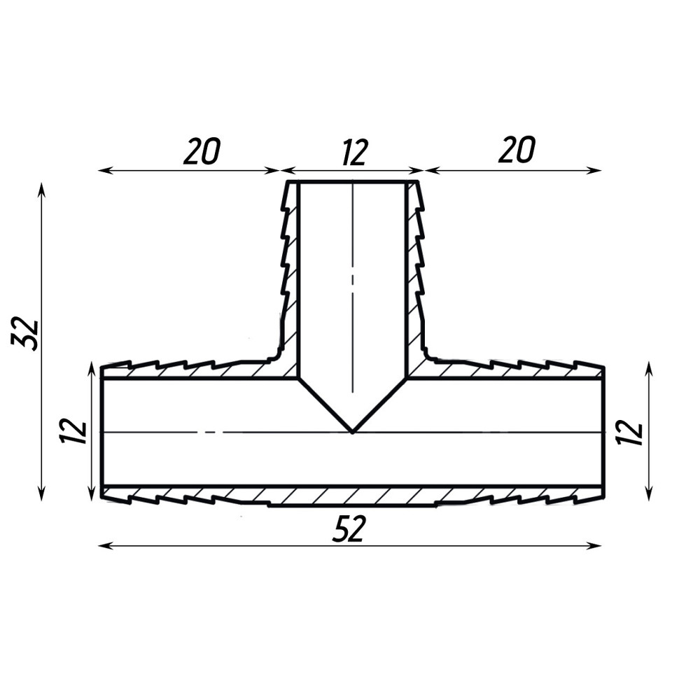 Трубка з'єднувальна потрійна нікельована 12мм х 12мм х 12мм штампована А05404А(нк) VA (000027676) Київ - фото 2