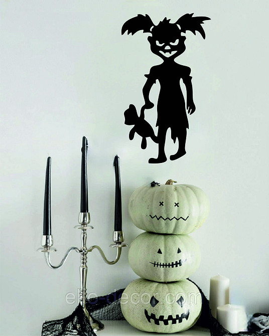 Декоративне настінне Панно «Сілует дітей. Гелловін», Декор на стіну 110*65, Чорний Київ - фото 7