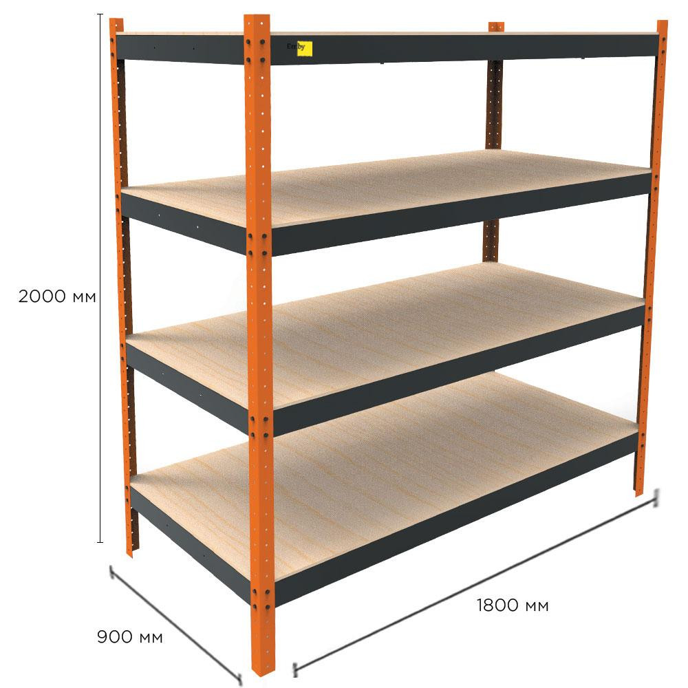 Металлический усиленный стеллаж Emby Heavy Series (размер 2000х1800x900мм) 4 полки ДСП до 300кг Винница - изображение 2