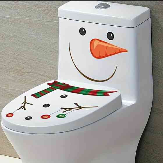 Святкова наклейка Сніговик для ванної кімнати 30 на 30 см білий Київ