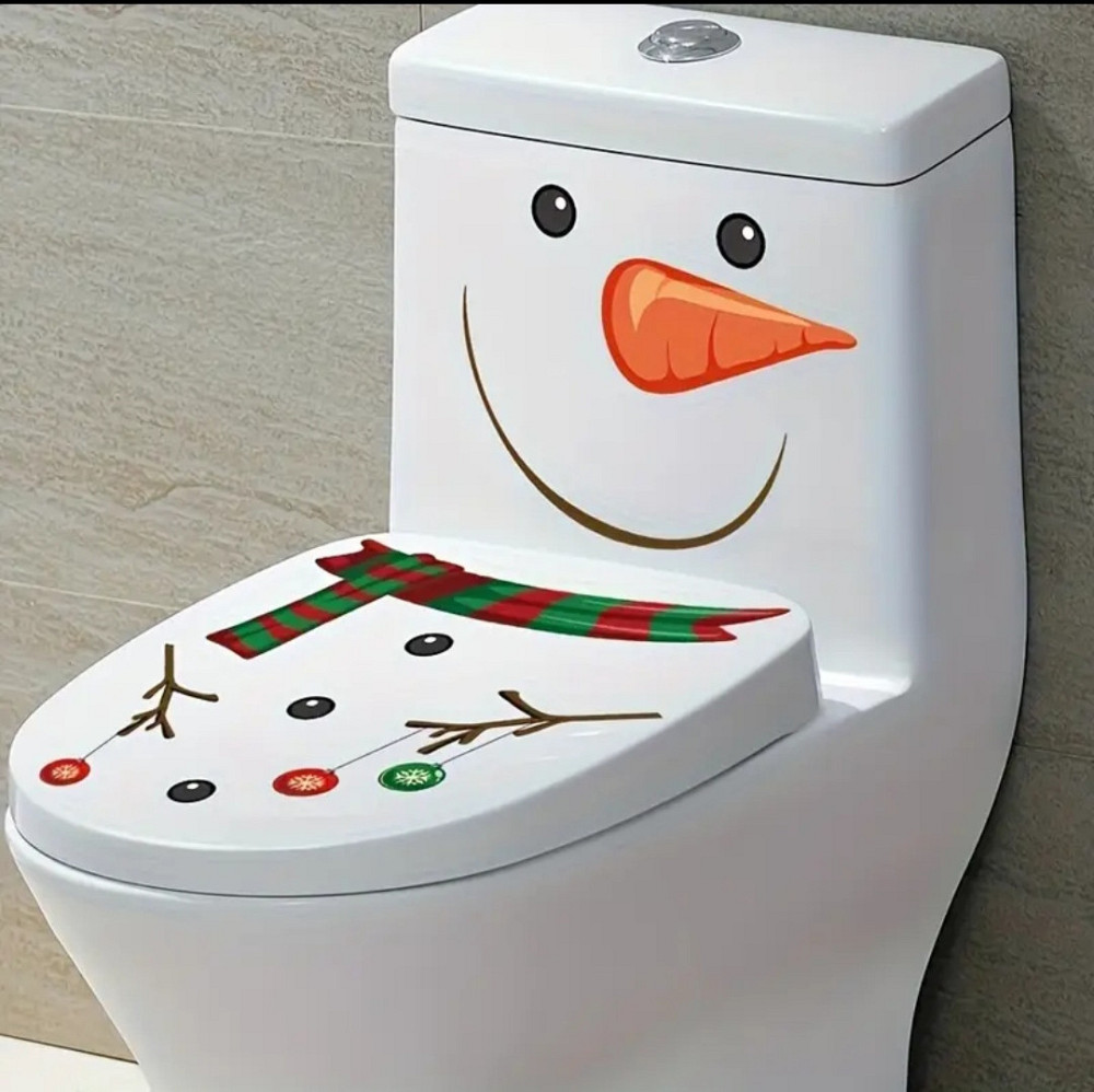 Праздничная наклейка Снеговик для ванной комнаты 30 на 30 см белый Киев - изображение 4